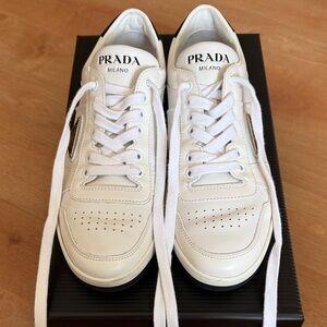 Prada White Leather Men's Sneakers